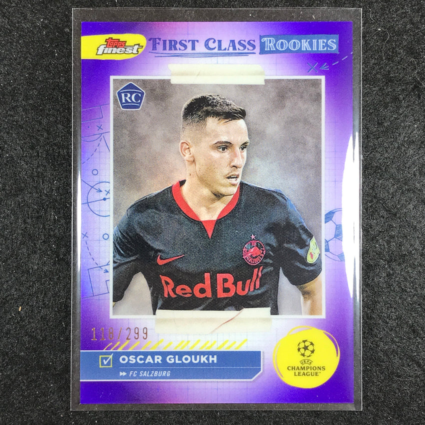 2023-24 UEFA Club Comp Finest OSCAR GLOUKH First Class Rookies Purple 118/299