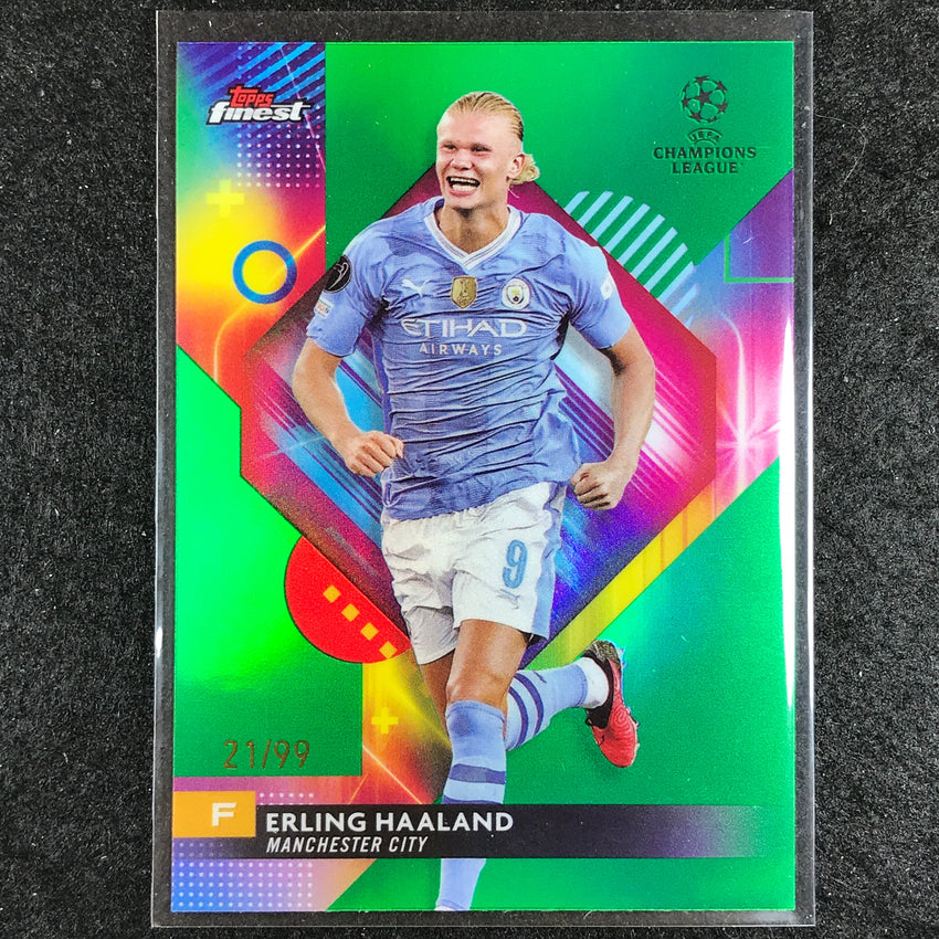 2023-24 UEFA Club Comp Finest ERLING HAALAND Base Green 21/99 No. 121