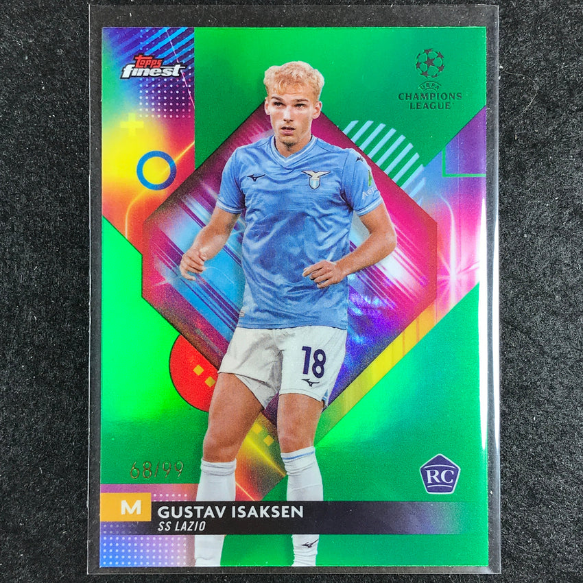 2023-24 UEFA Club Comp Finest GUSTAV ISAKSEN Rookie Base Green 68/99 #140