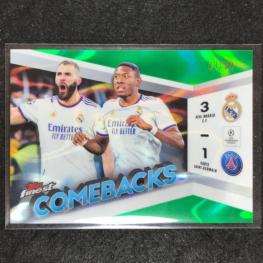2023-24 UEFA Club Comp Finest REAL MADRID VS. PSG Comebacks Green Lava 3/99