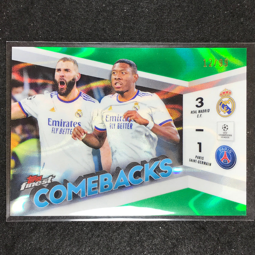 2023-24 UEFA Club Comp Finest REAL MADRID VS. PSG Comebacks Green Lava 12/99