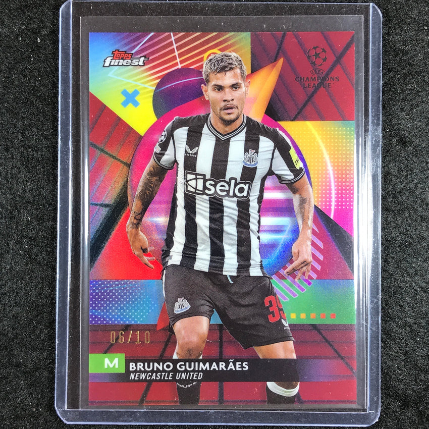 2023-24 UEFA Club Comp Finest BRUNO GUIMARAES Base Red Black Vaporwave 6/10