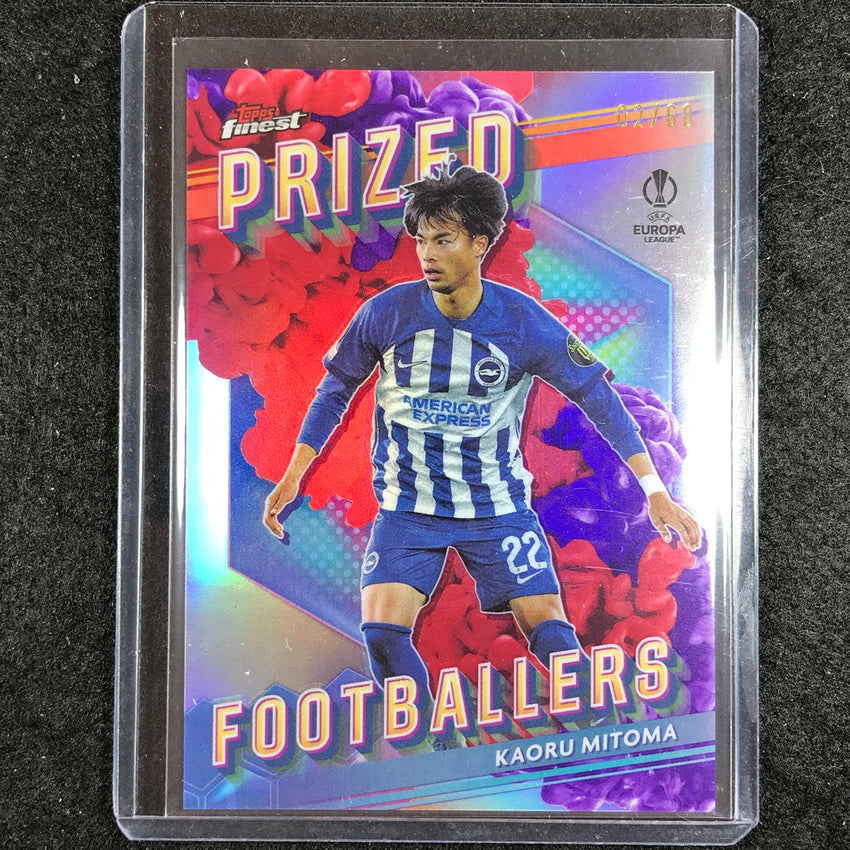 2023-24 UEFA Club Comp Finest KAORU MITOMA Prized Purple Red Fusion SSP 2/60