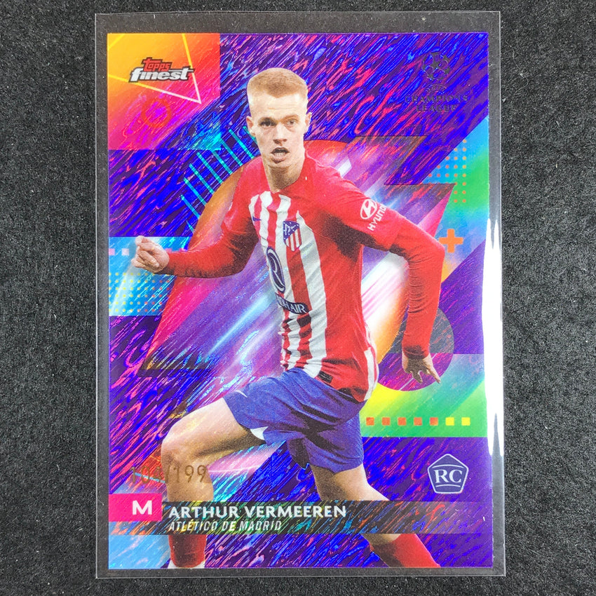 2023-24 UEFA Club Comp Finest ARTHUR VERMEEREN Rookie Purple Shimmer 104/199 #6