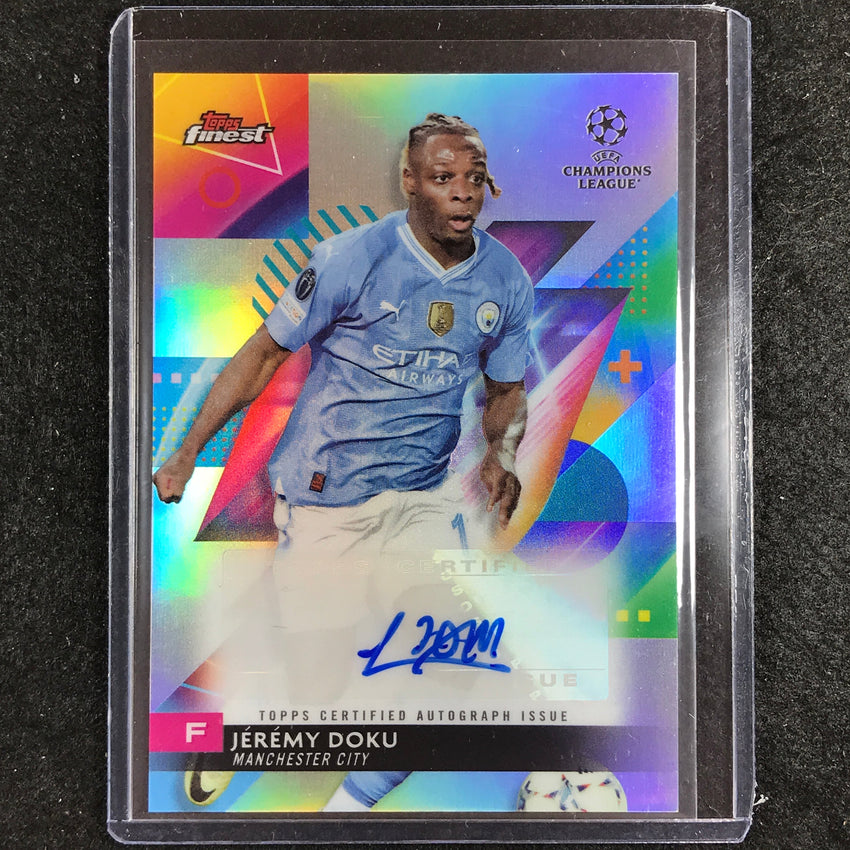 2023-24 UEFA Club Comp Finest JEREMY DOKU Base Auto No. JK
