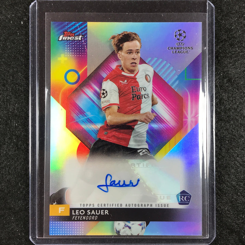 2023-24 UEFA Club Comp Finest LEO SAUER Base Rookie Auto #LS