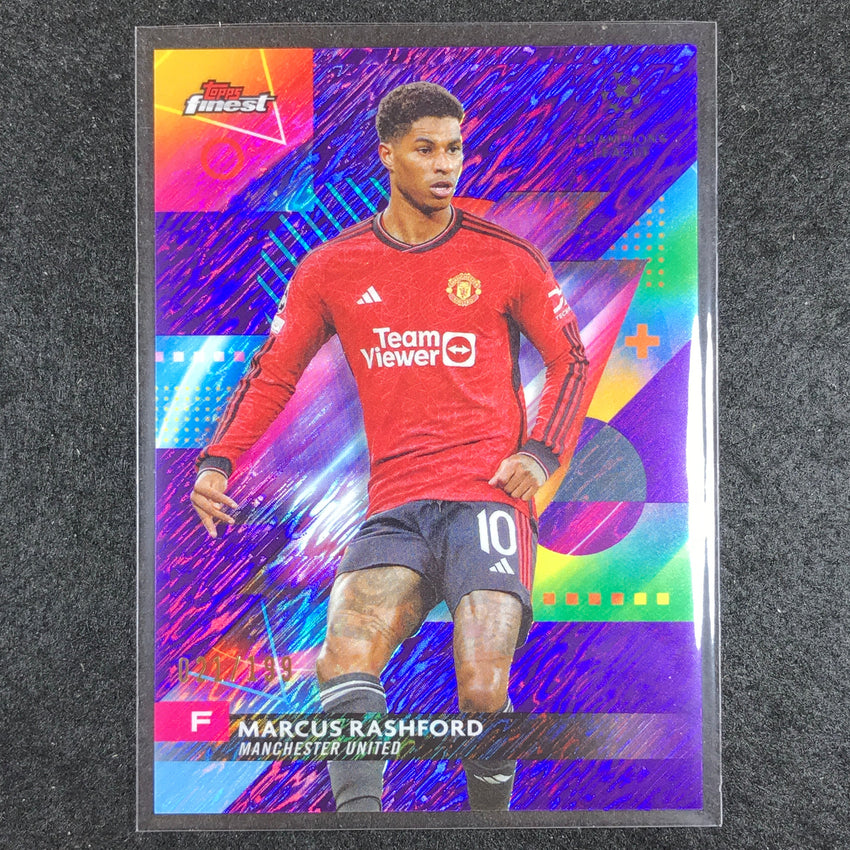 2023-24 UEFA Club Comp Finest MARCUS RASHFORD Base Purple Shimmer 21/199 #24