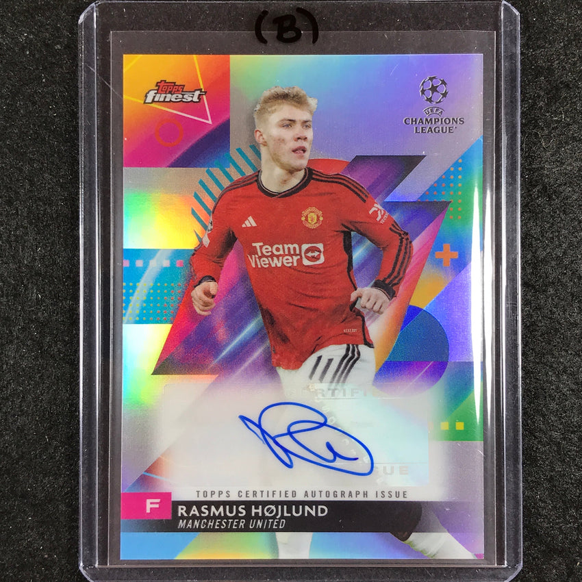 2023-24 UEFA Club Comp Finest RASMUS HOJLUND Base Auto No. RH (B)
