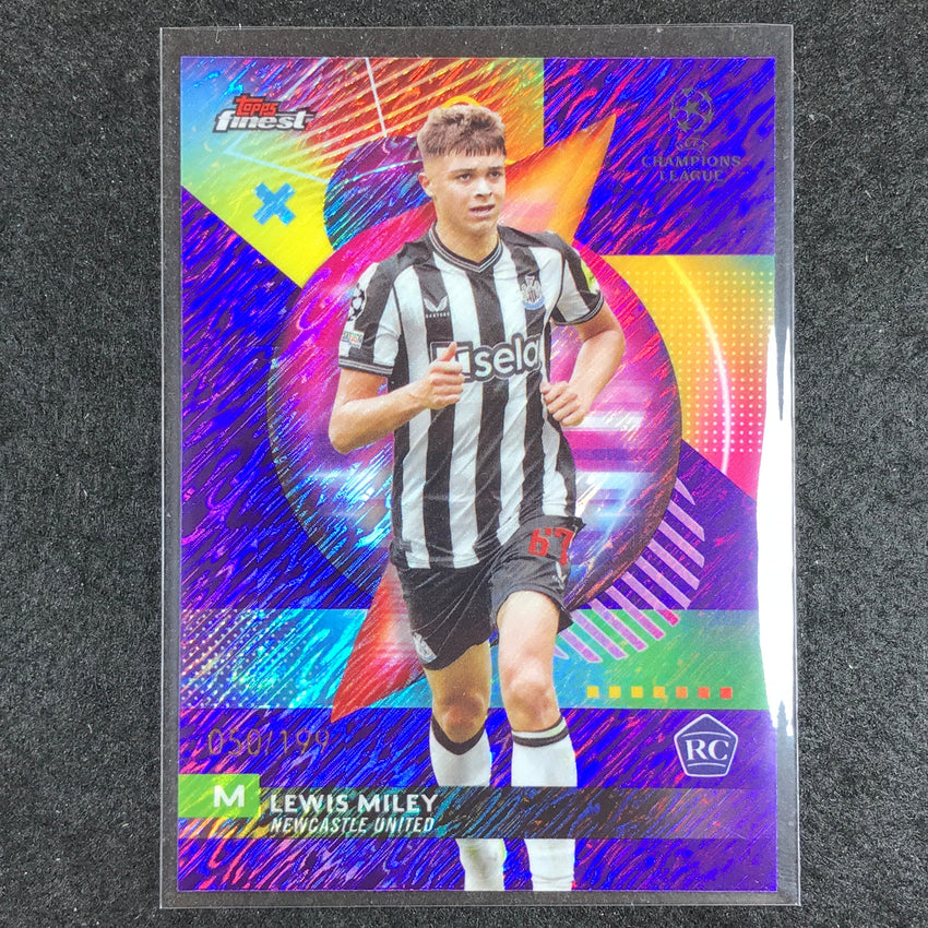 2023-24 UEFA Club Comp Finest LEWIS MILEY Rookie Base Purple Shimmer 50/199 No. 28