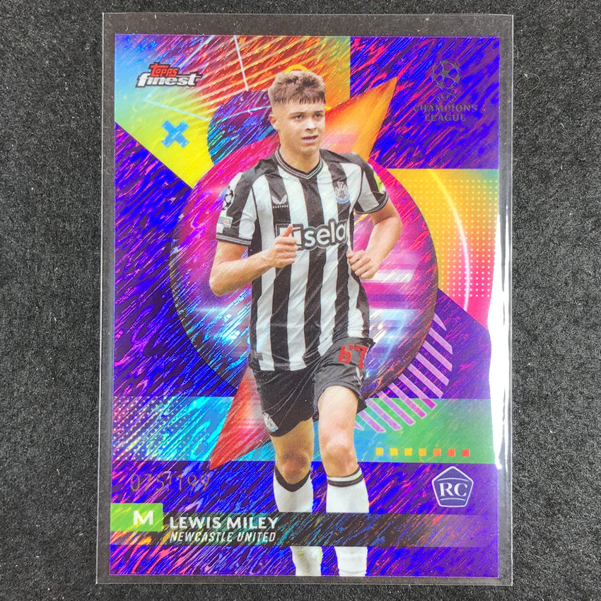 2023-24 UEFA Club Comp Finest LEWIS MILEY Rookie Base Purple Shimmer 75/199 No. 28