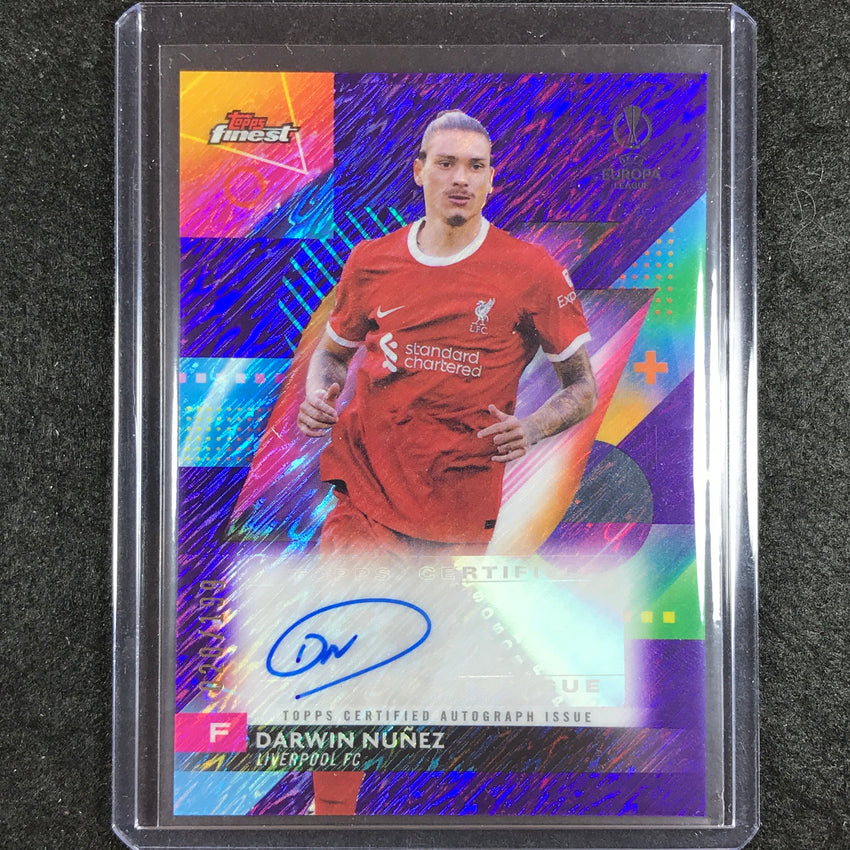 2023-24 UEFA Club Comp Finest DARWIN NUNEZ Base Auto Purple Shimmer 20/199