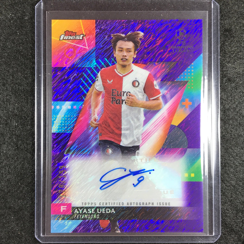 2023-24 UEFA Club Comp Finest AYASE UEDA Base Auto Purple Shimmer 178/199
