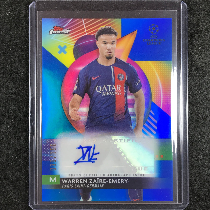 2023-24 UEFA Club Comp Finest WARREN ZAIRE-EMERY Base Auto Blue 96/150