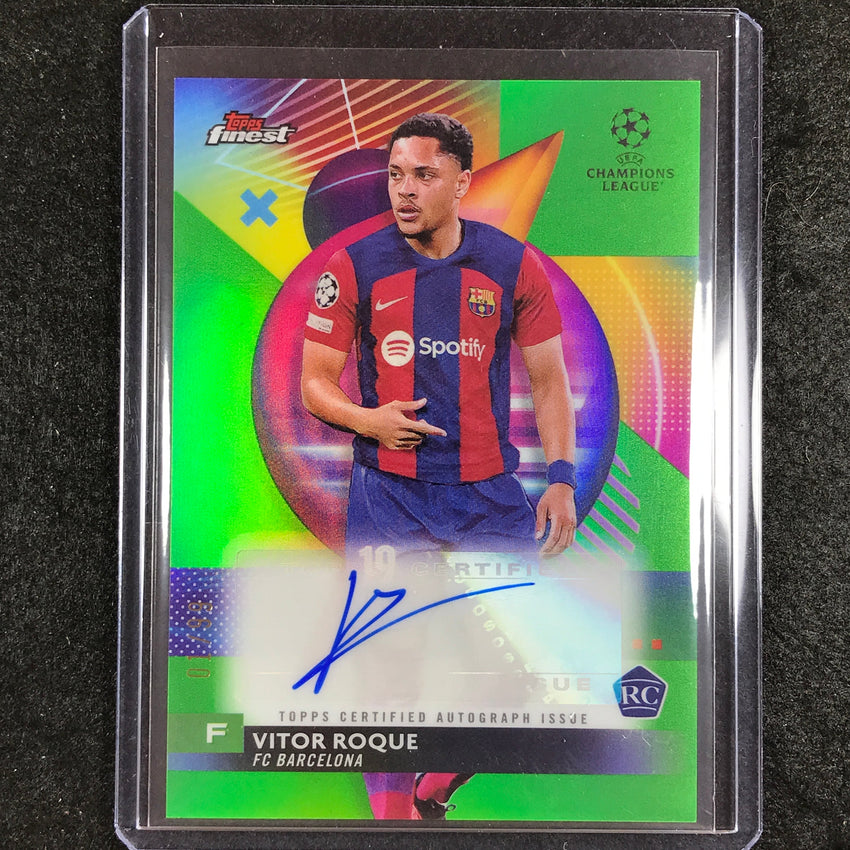 2023-24 UEFA Club Comp Finest VITOR ROQUE Base Rookie Auto Neon Green 1/99