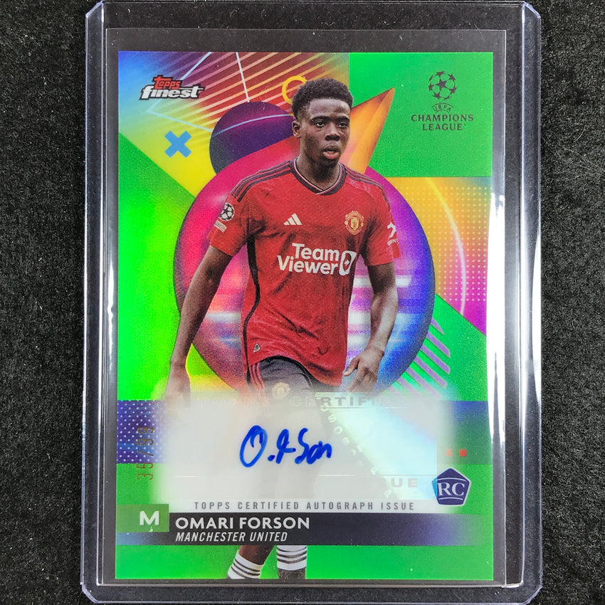 2023-24 UEFA Club Comp Finest OMARI FORSON Base Rookie Auto Neon Green 35/99