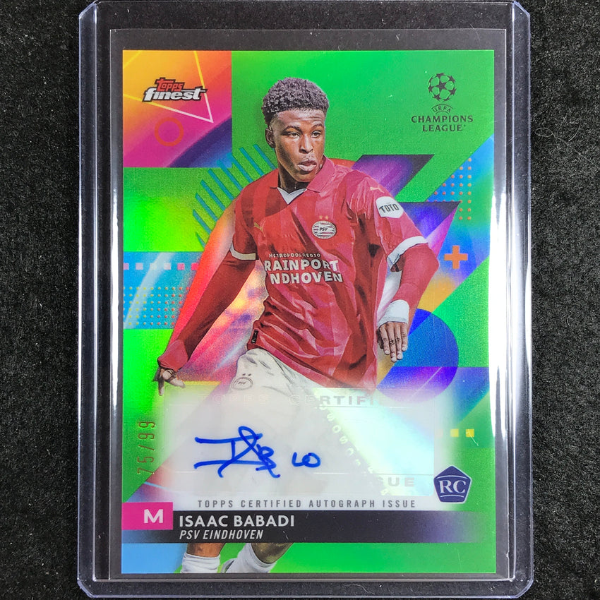 2023-24 UEFA Club Comp Finest ISAAC BABADI Base Rookie Auto Neon Green 75/99