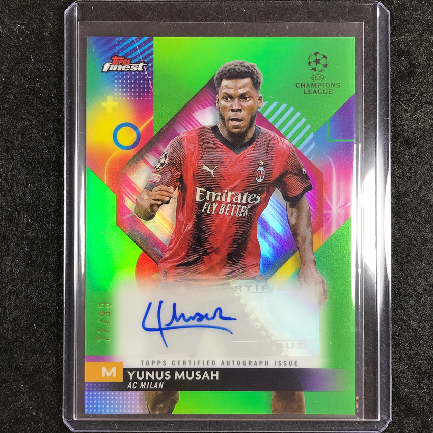 2023-24 UEFA Club Comp Finest YUNUS MUSAH Base Auto Neon Green 77/99