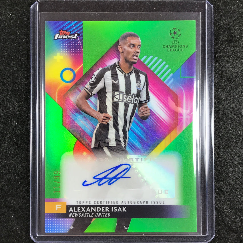 2023-24 UEFA Club Comp Finest ALEXANDER ISAK Base Auto Neon Green 11/99