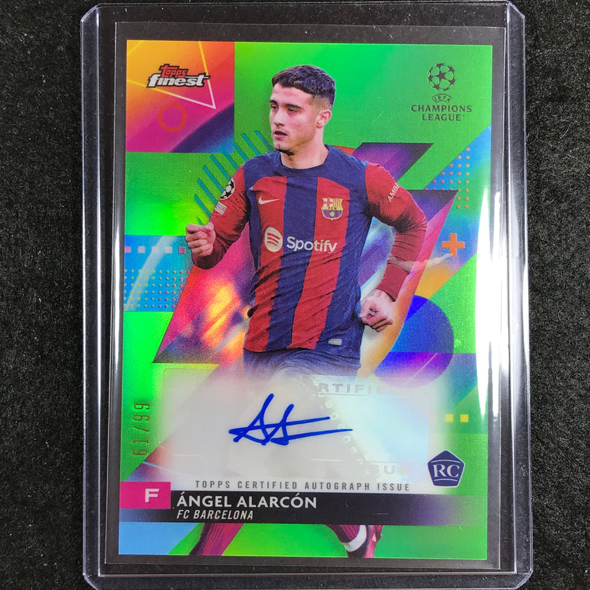 2023-24 UEFA Club Comp Finest ANGEL ALARCON Base Rookie Auto Neon Green 61/99