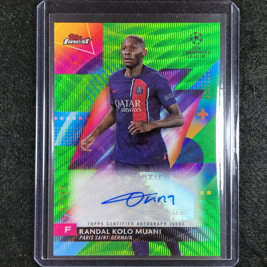 2023-24 UEFA Club Comp Finest RANDAL KOLO MUANI Base Auto Neon Green Wave 67/99