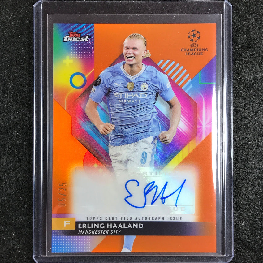 2023-24 UEFA Club Comp Finest ERLING HAALAND Base Auto Orange 5/25