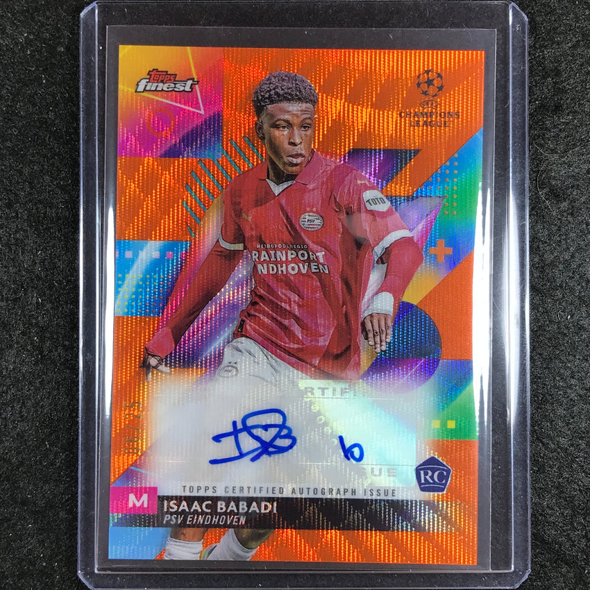 2023-24 UEFA Club Comp Finest ISAAC BABADI Base Rookie Auto Orange Wave 6/25