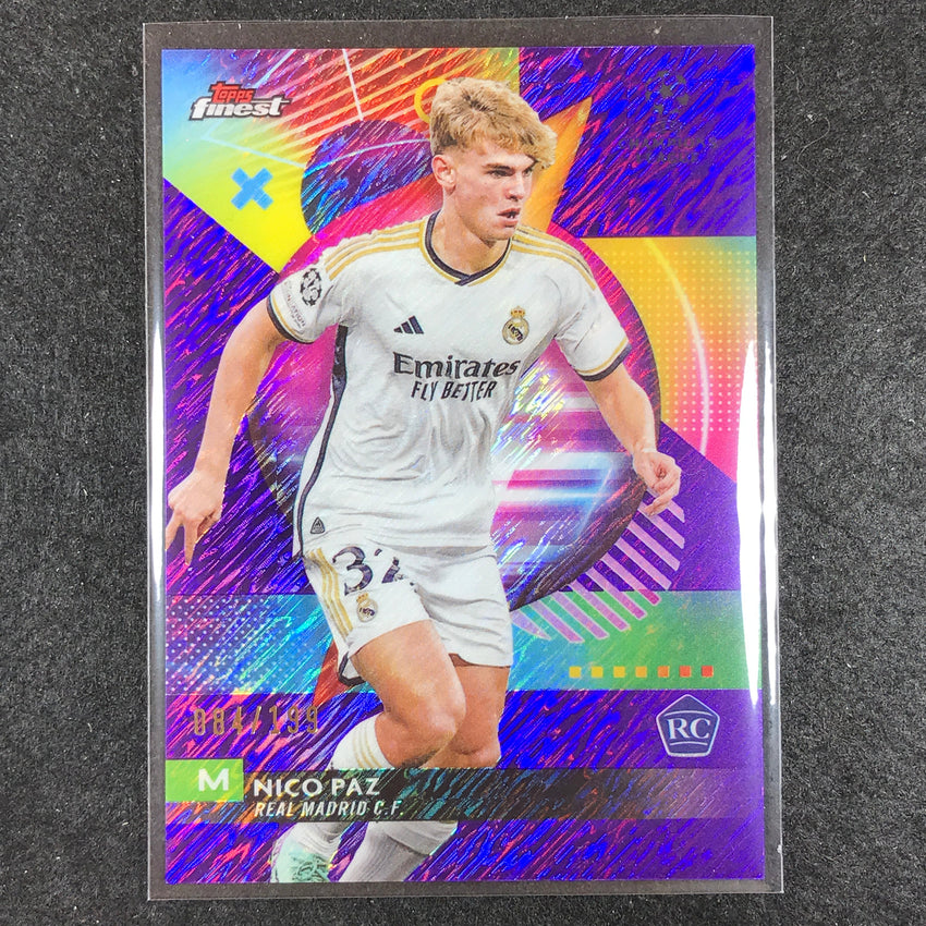 2023-24 UEFA Club Comp Finest NICO PAZ Rookie Base Purple Shimmer 84/199 No. 71