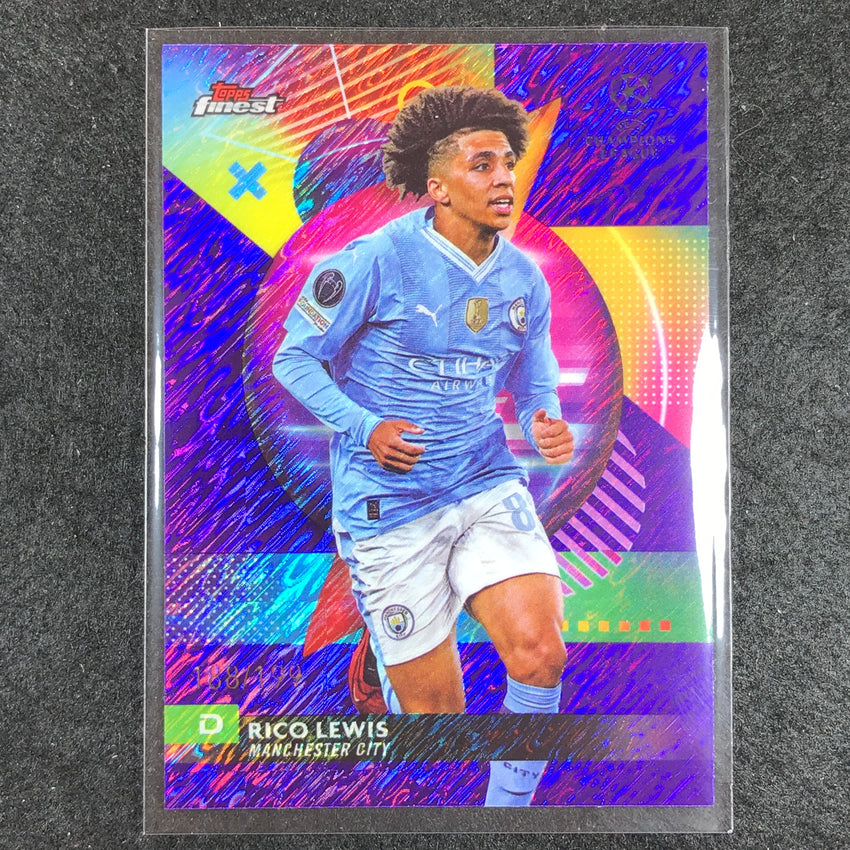 2023-24 UEFA Club Comp Finest RICO LEWIS Base Purple Shimmer 188/199 #116