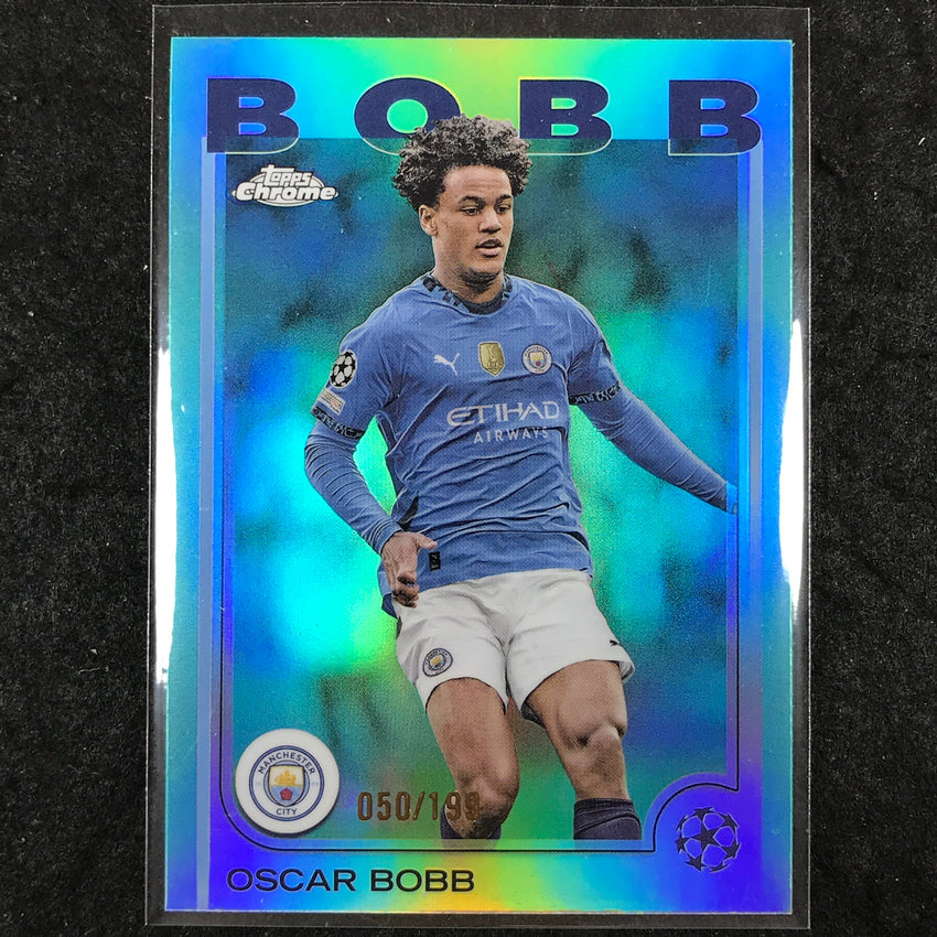 2024-25 Topps Chrome UEFA Club Comp OSCAR BOBB Base Aqua /199 #91