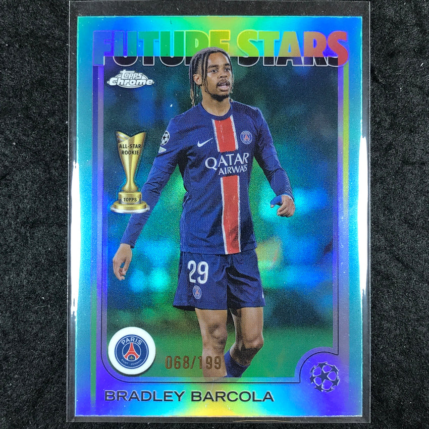 2024-25 Topps Chrome UEFA Club Comp BRADLEY BARCOLA Future Stars Aqua /199 #116