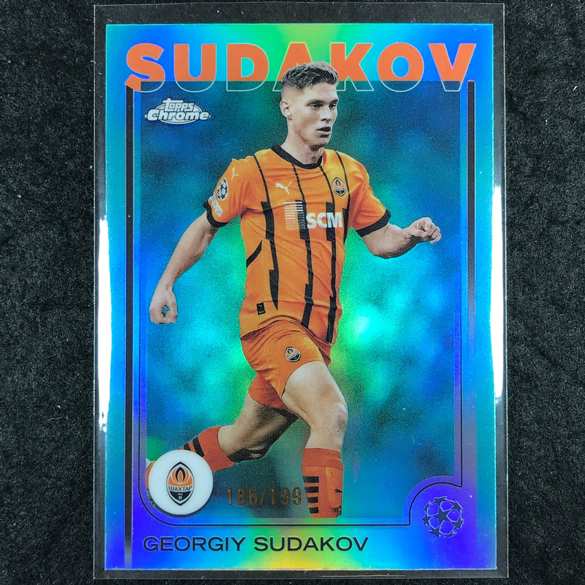 2024-25 Topps Chrome UEFA Club Comp GEORGIY SUDAKOV Base Aqua /199 #119