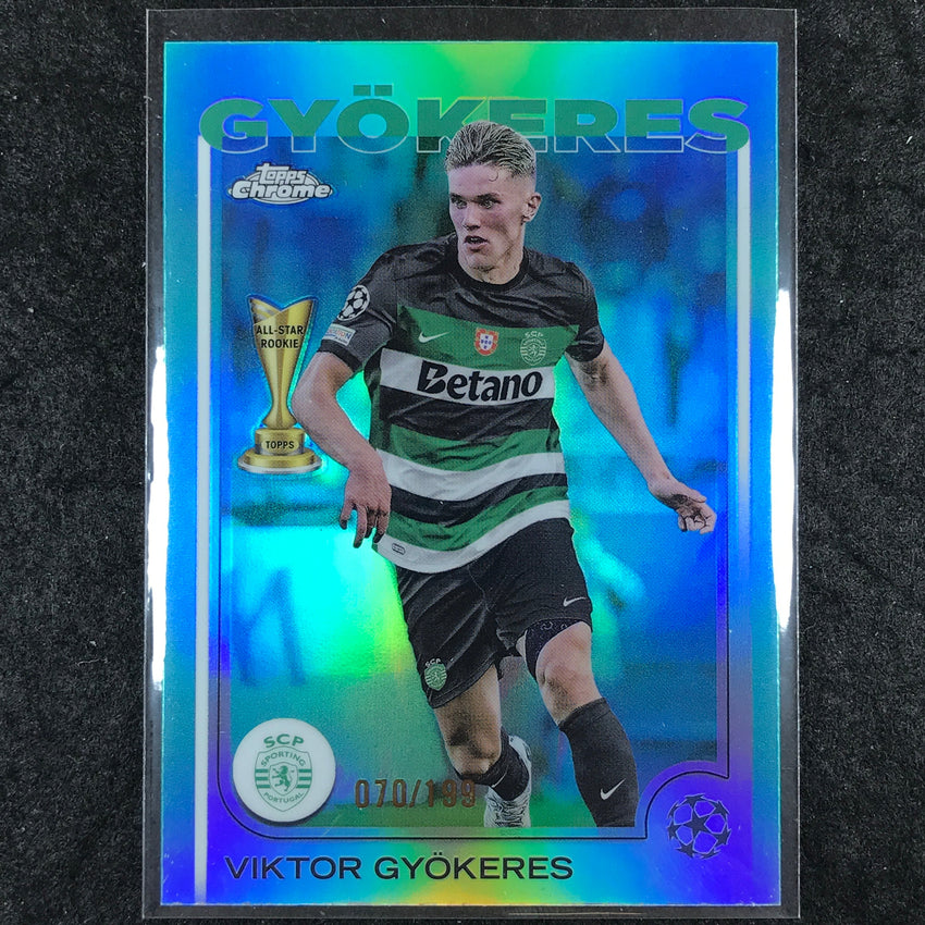 2024-25 Topps Chrome UEFA Club Comp VIKTOR GYOKERES Base Aqua /199 #131