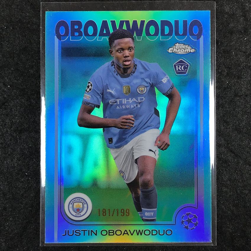 2024-25 Topps Chrome UEFA Club Comp JUSTIN OBOAVWODUO Rookie Base Aqua /199 #144