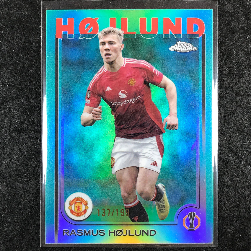 2024-25 Topps Chrome UEFA Club Comp RASMUS HOJLUND Base Aqua /199 #184