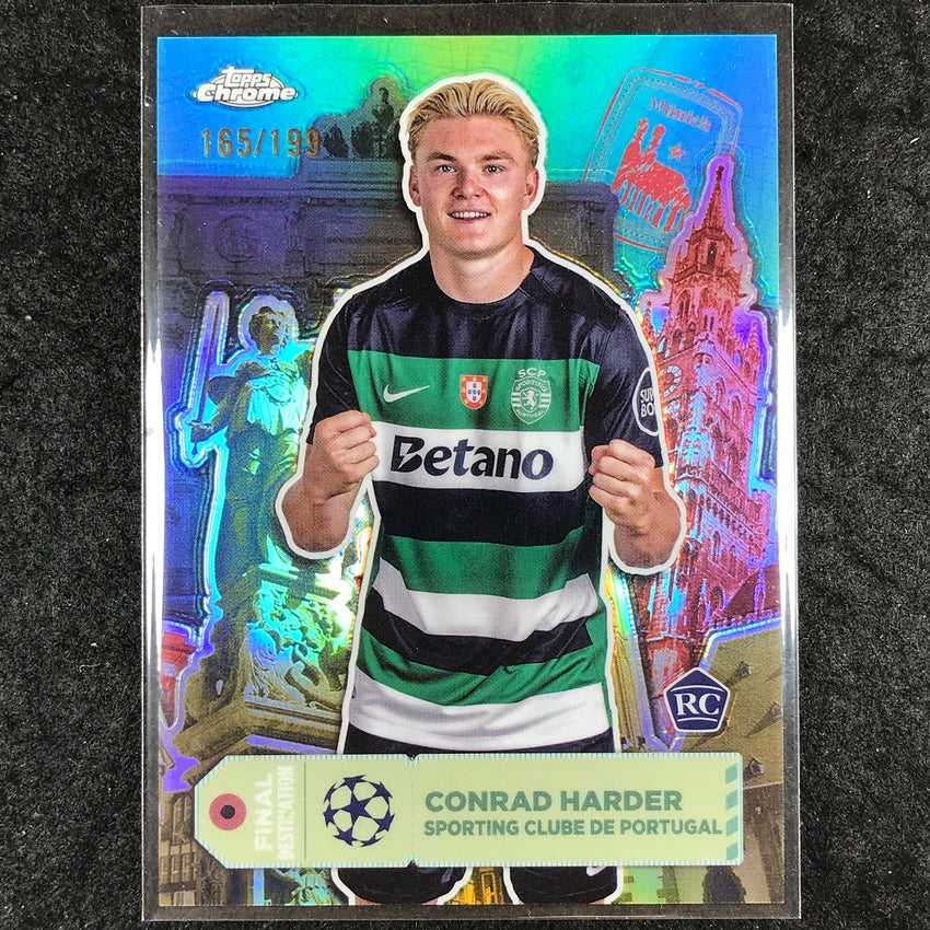 2024-25 Topps Chrome UEFA Club Comp CONRAD HARDER Destination Rookie Aqua /199
