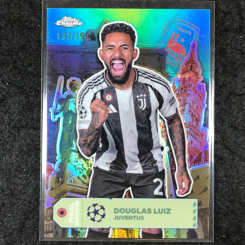 2024-25 Topps Chrome UEFA Club Comp DOUGLAS LUIZ Final Destination Aqua /199 #24