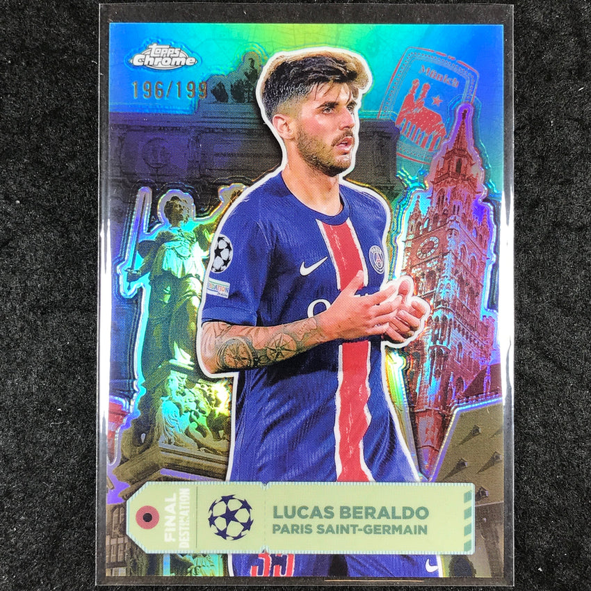 2024-25 Topps Chrome UEFA Club Comp LUCAS BERALDO Final Destination Aqua /199