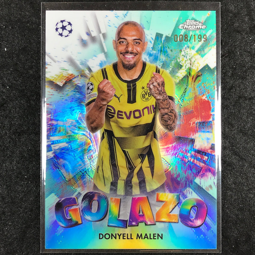 2024-25 Topps Chrome UEFA Club Comp DONYELL MALEN Golazo Aqua /199 #4