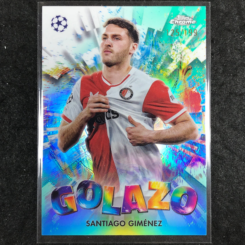 2024-25 Topps Chrome UEFA Club Comp SANTIAGO GIMENEZ Golazo Aqua /199 #7