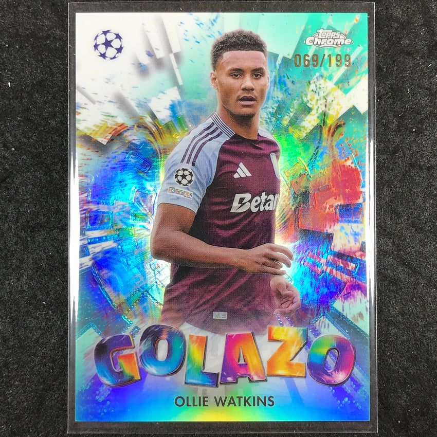 2024-25 Topps Chrome UEFA Club Comp OLLIE WATKINS Golazo Aqua /199 #18