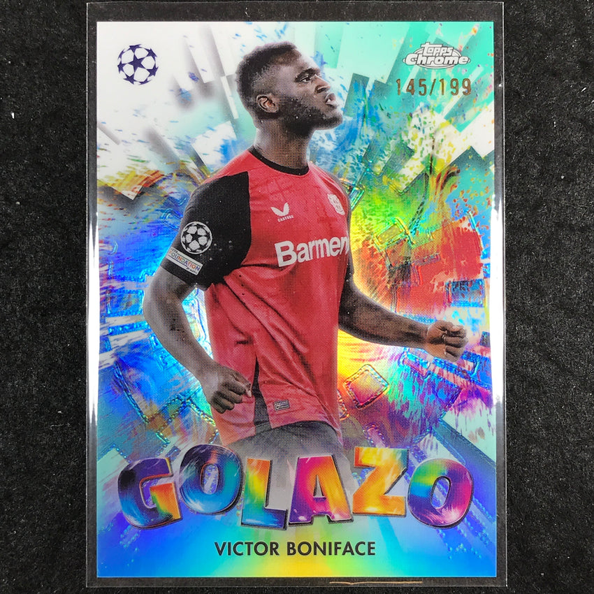 2024-25 Topps Chrome UEFA Club Comp VICTOR BONIFACE Golazo Aqua /199 #27