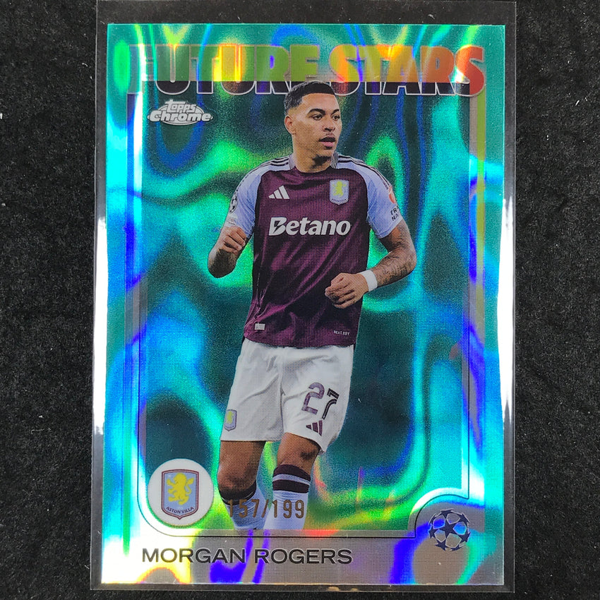 2024-25 Topps Chrome UEFA Club Comp MORGAN ROGERS Future Stars Aqua Lava /199