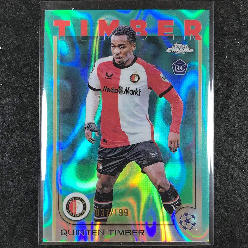 2024-25 Topps Chrome UEFA Club Comp QUINTEN TIMBER Rookie Aqua Lava /199 #43