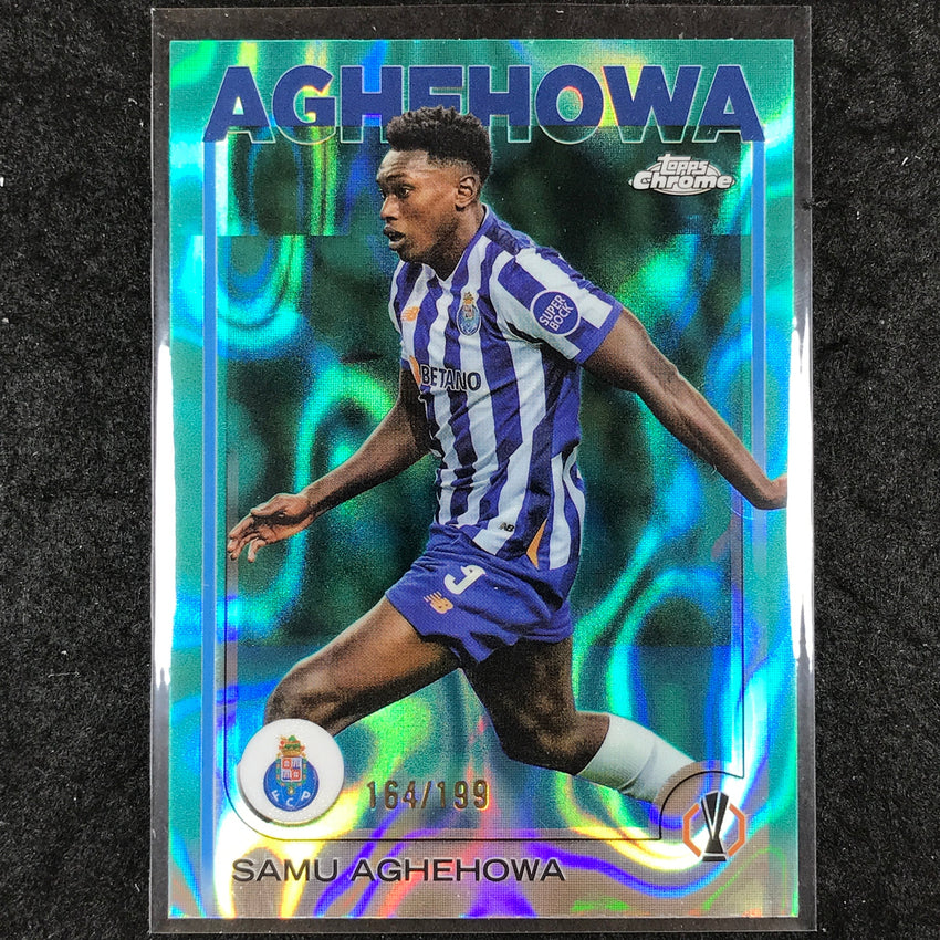 2024-25 Topps Chrome UEFA Club Comp SAMU AGHEHOWA Base Aqua Lava /199 #110