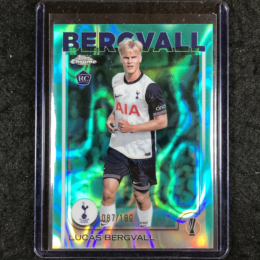 2024-25 Topps Chrome UEFA Club Comp LUCAS BERGVALL Rookie Aqua Lava /199 #112