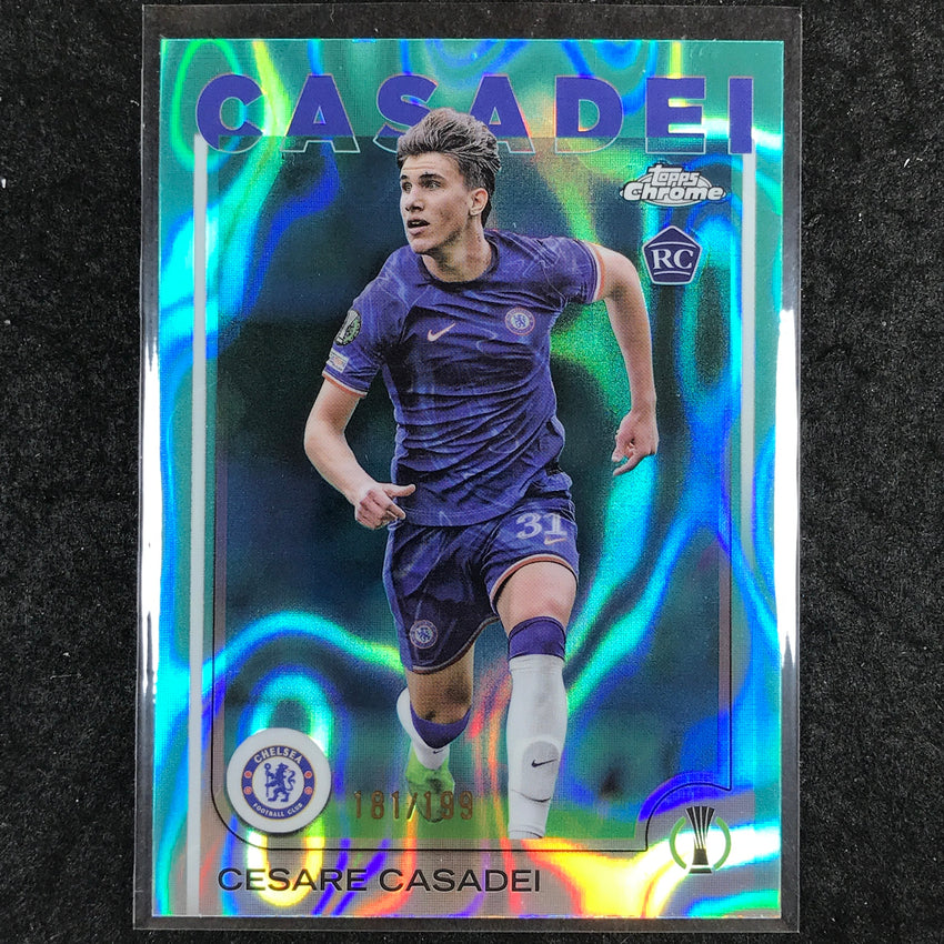 2024-25 Topps Chrome UEFA Club Comp CESARE CASADEI Rookie Aqua Lava /199 #136