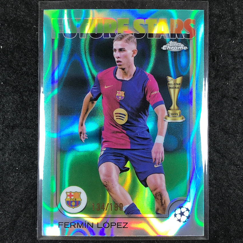 2024-25 Topps Chrome UEFA Club Comp FERMIN LOPEZ Future Stars Aqua Lava /199