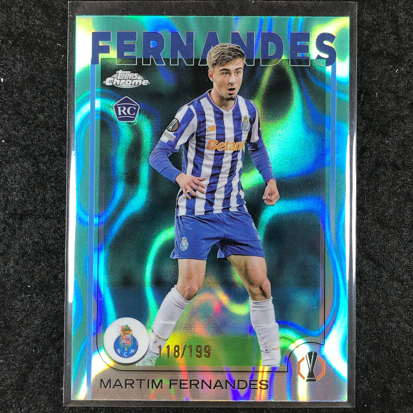 2024-25 Topps Chrome UEFA Club Comp MARTIM FERNANDES Rookie Aqua Lava /199 #187