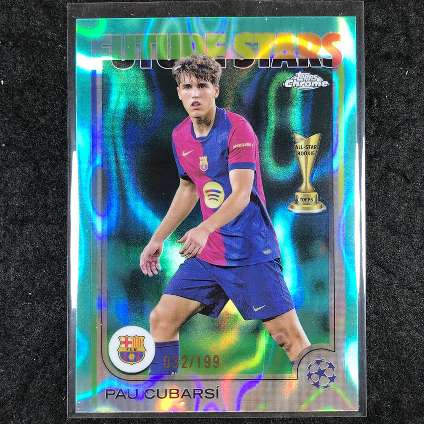 2024-25 Topps Chrome UEFA Club Comp PAU CUBARSI Future Stars Aqua Lava /199 #196