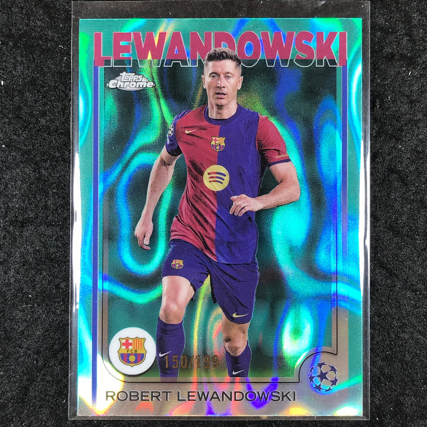 2024-25 Topps Chrome UEFA Club Comp ROBERT LEWANDOWSKI Base Aqua Lava /199 #200
